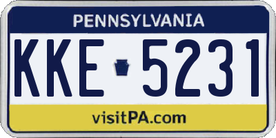 PA license plate KKE5231