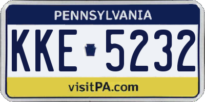 PA license plate KKE5232
