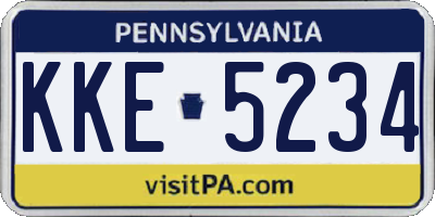 PA license plate KKE5234