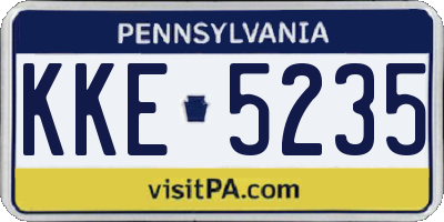 PA license plate KKE5235
