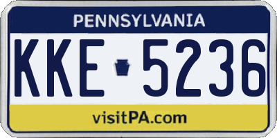 PA license plate KKE5236