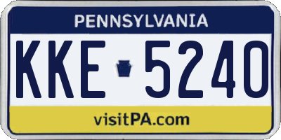 PA license plate KKE5240
