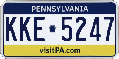 PA license plate KKE5247