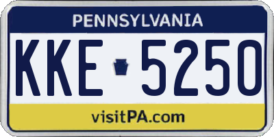 PA license plate KKE5250
