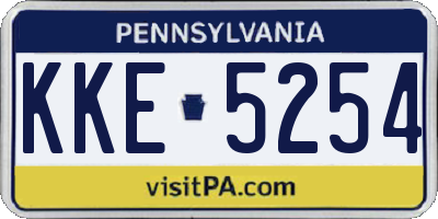 PA license plate KKE5254