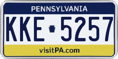 PA license plate KKE5257