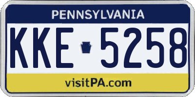PA license plate KKE5258