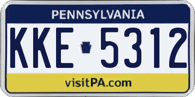 PA license plate KKE5312
