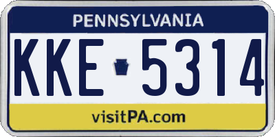 PA license plate KKE5314