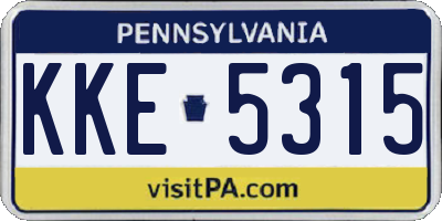 PA license plate KKE5315