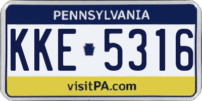 PA license plate KKE5316