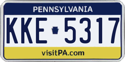 PA license plate KKE5317