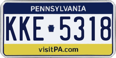 PA license plate KKE5318