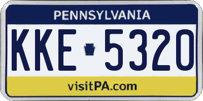 PA license plate KKE5320