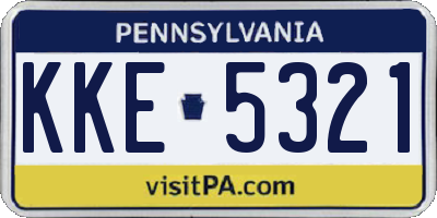 PA license plate KKE5321