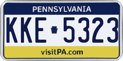 PA license plate KKE5323