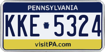 PA license plate KKE5324