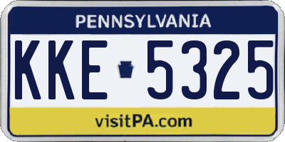 PA license plate KKE5325