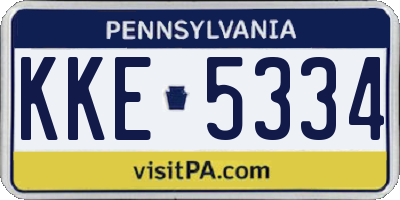 PA license plate KKE5334
