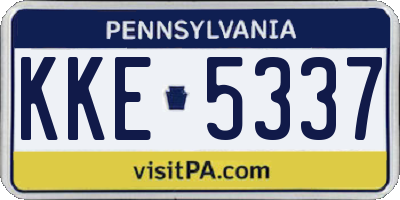 PA license plate KKE5337