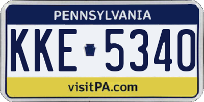 PA license plate KKE5340