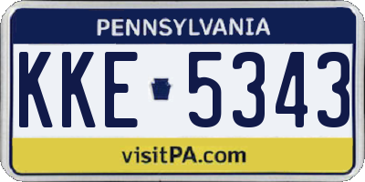 PA license plate KKE5343