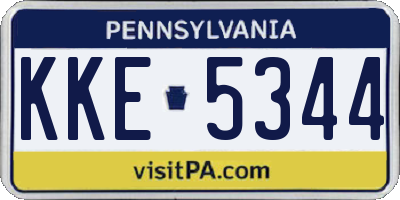 PA license plate KKE5344