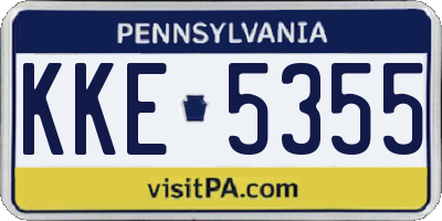 PA license plate KKE5355