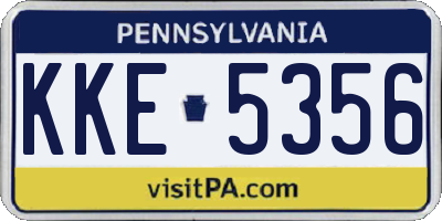 PA license plate KKE5356