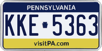 PA license plate KKE5363
