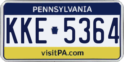 PA license plate KKE5364