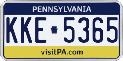PA license plate KKE5365