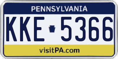 PA license plate KKE5366