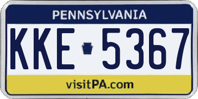 PA license plate KKE5367