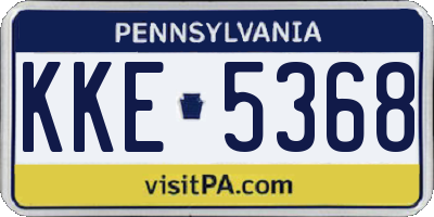 PA license plate KKE5368