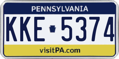 PA license plate KKE5374