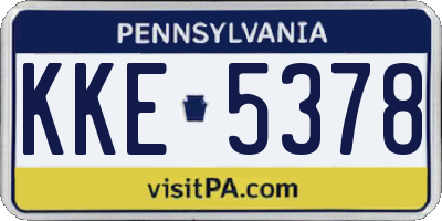 PA license plate KKE5378