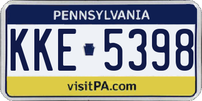 PA license plate KKE5398