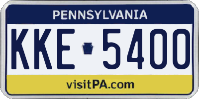 PA license plate KKE5400