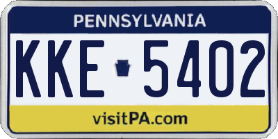 PA license plate KKE5402