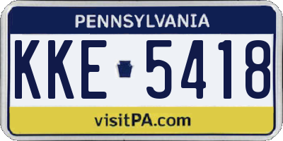 PA license plate KKE5418