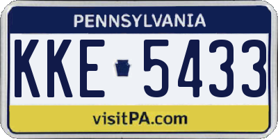PA license plate KKE5433