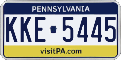 PA license plate KKE5445