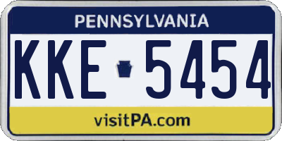 PA license plate KKE5454