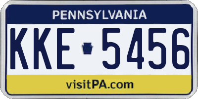 PA license plate KKE5456
