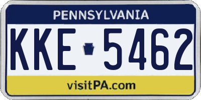 PA license plate KKE5462