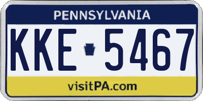 PA license plate KKE5467