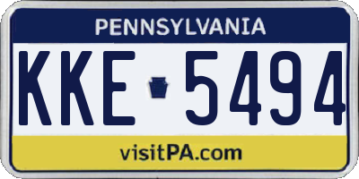 PA license plate KKE5494