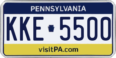 PA license plate KKE5500