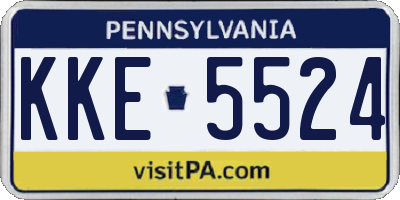 PA license plate KKE5524